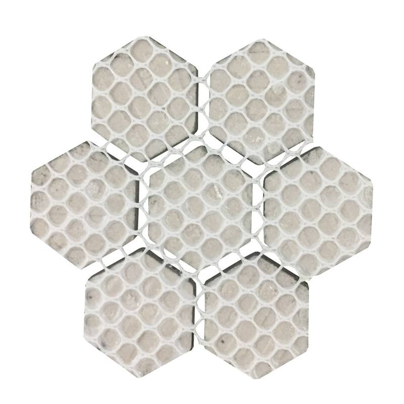 Porcelain Mosaic Hexagon Glossy Black Floor and Wall Tile 19.3 Sq Ft Renovators Suppply