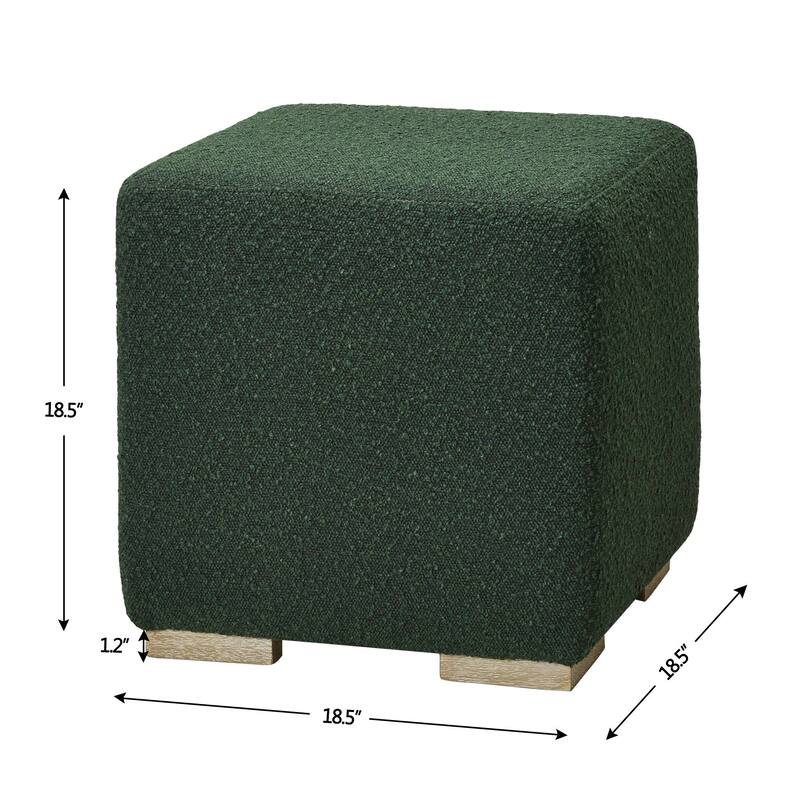 KINWELL 18.5" W Square Boucle Upholstered Ottoman Entryway Footstool