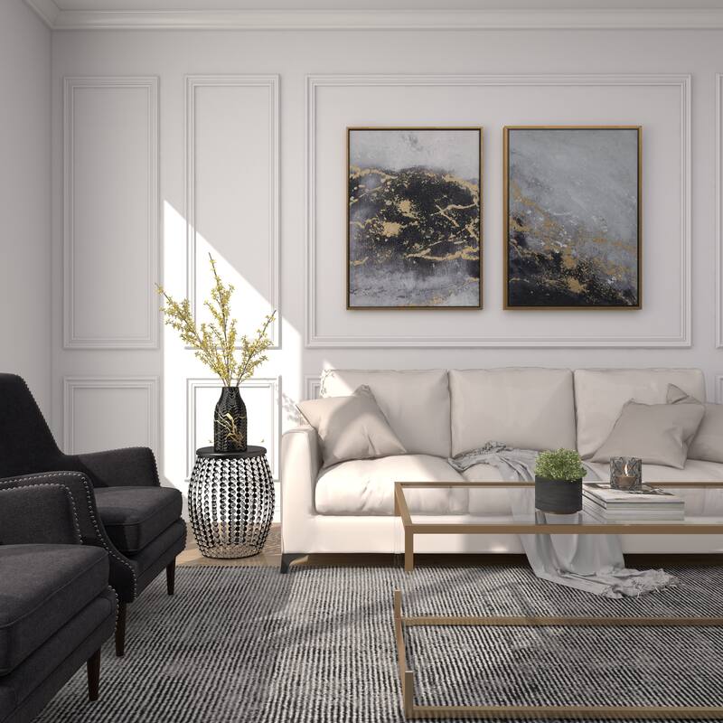 Metal Open Frame Accent Table with Crystal Embellishments - Gold or Black