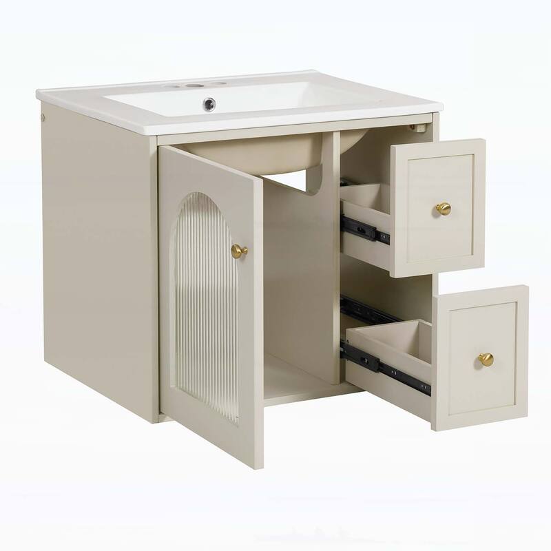 24" Bathroom Vanity Set Wall Mounted for Small Space