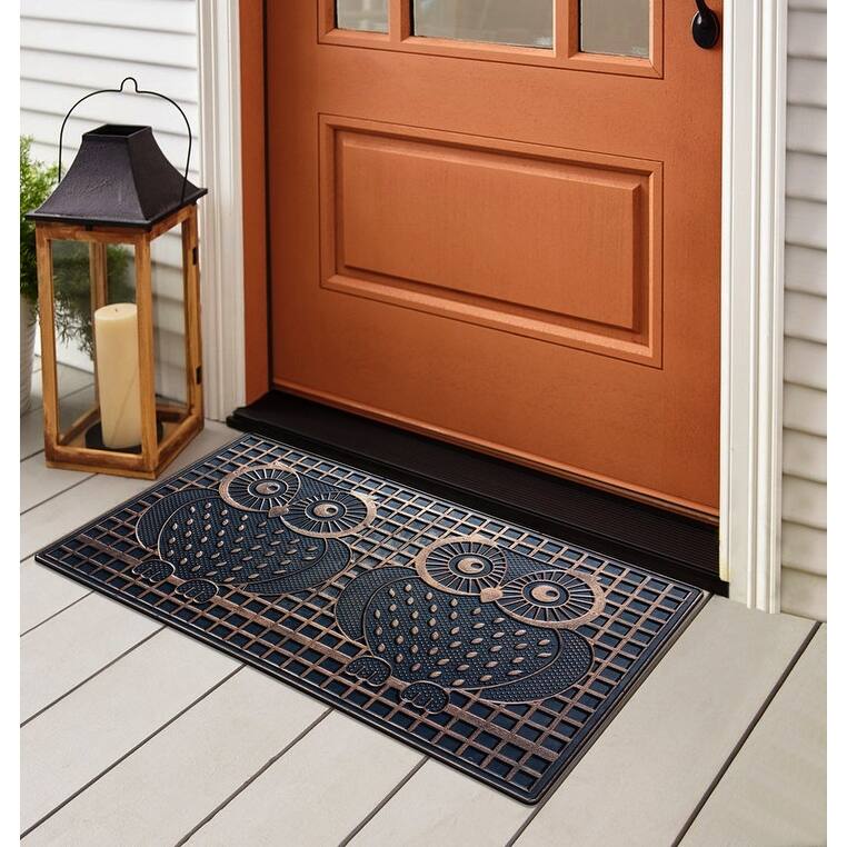 A1HC Rubber Pin 'Twin Owls' Doormat 18"X30",Fun Designed Floor Door Mats