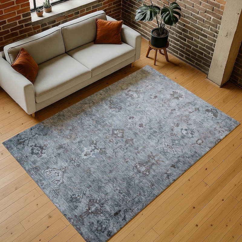 Machine Washable Indoor/ Outdoor Traditional Serenity Chantille Rug
