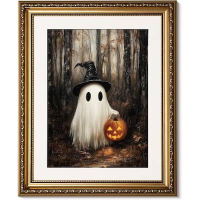 Gold Framed Canvas Art Prints, Vintage Halloween Decor