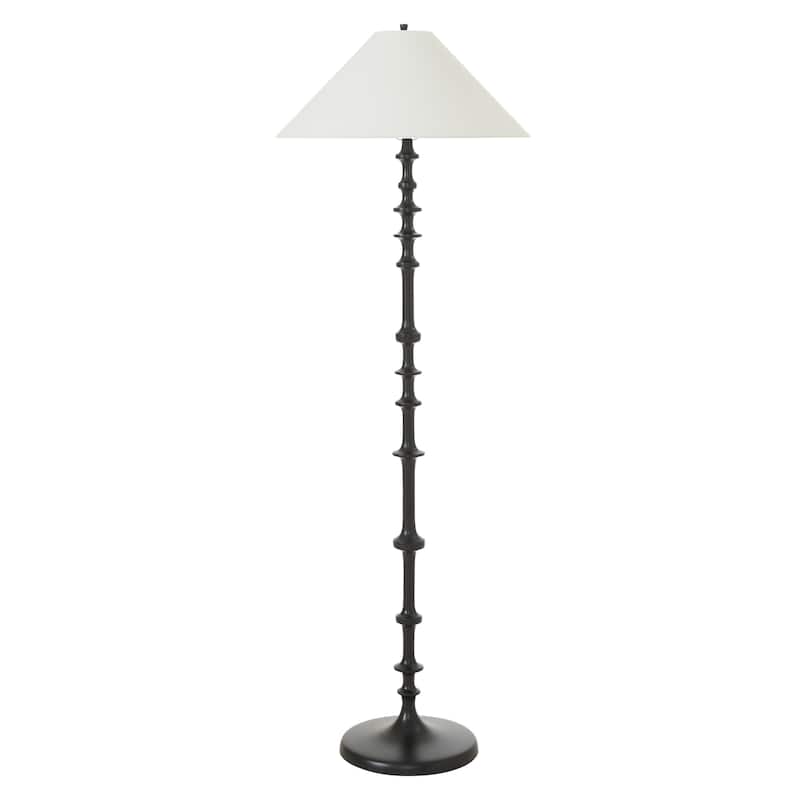 Renwil Petrus 62.5" Tall Matte Black Floor Lamp with Tapered Linen Shade