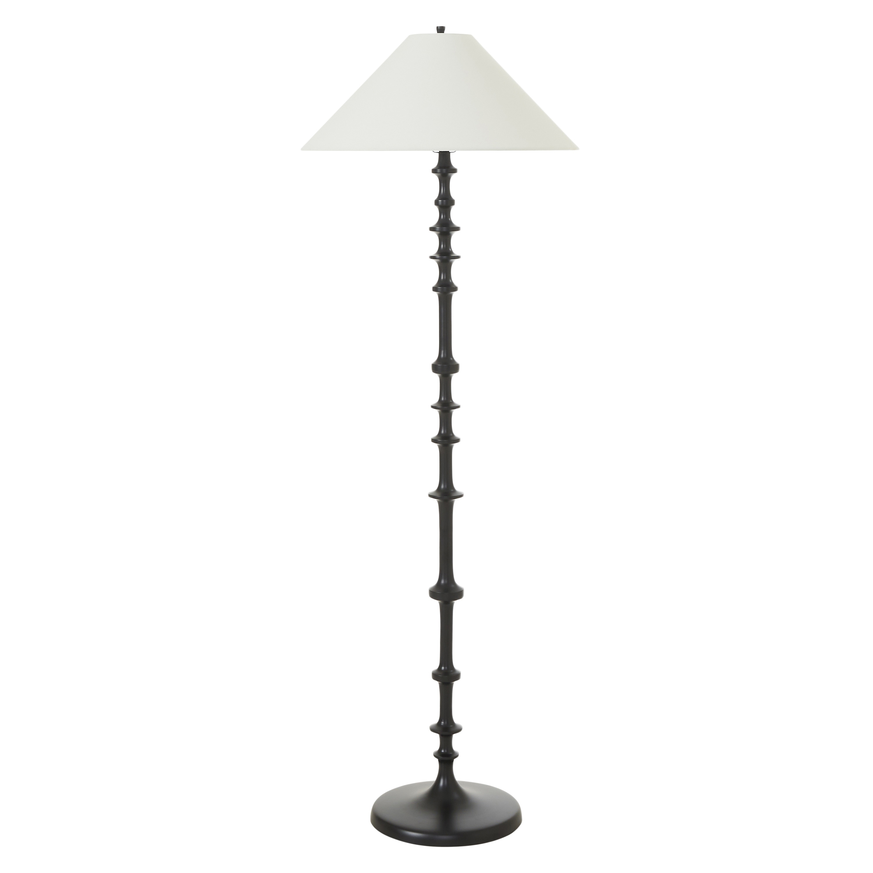 Renwil Petrus 62.5" Tall Matte Black Floor Lamp with Tapered Linen Shade
