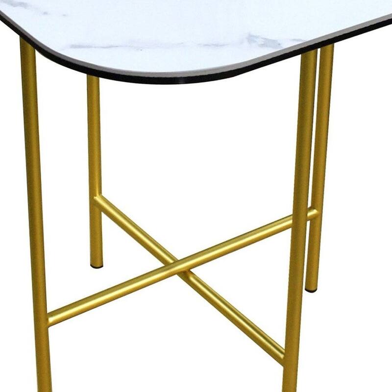 HomeRoots 22" White And Gold Ceramic And Metal Square End Table - 20' X '22' X '20