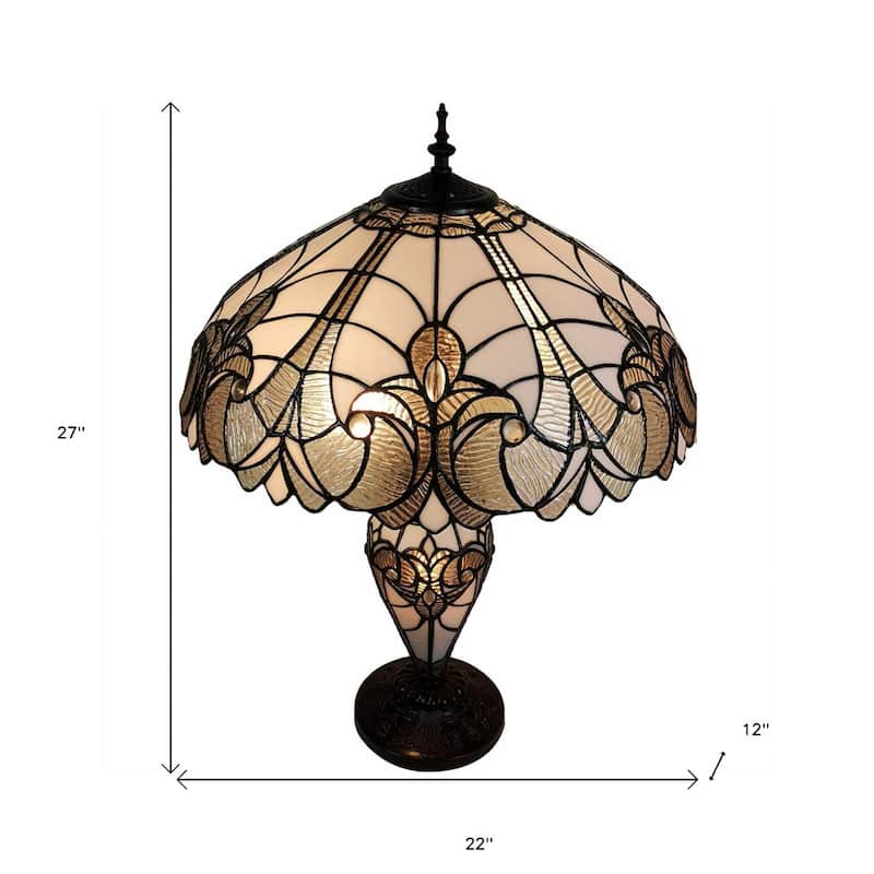 27" Metal Two-Light Candlestick Lamp with Beige Shade for Home Decor - 12” x 22” x 27”