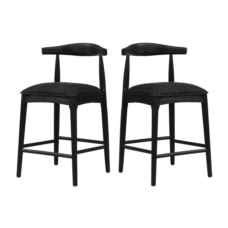 Counter Stool In Pebble Fabric (Set of 2) - Black