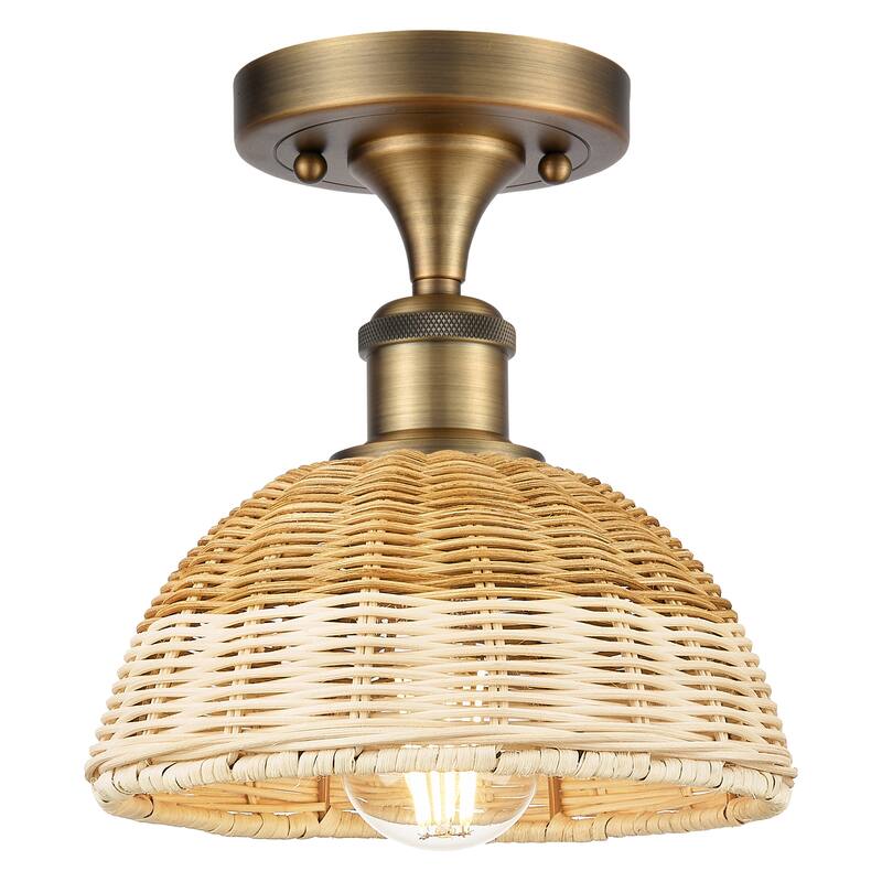 Innovations Lighting Endless Possibilities Ballston - Bristol Natural II - 1 Light 8" Semi-Flush Mount - Brushed Brass
