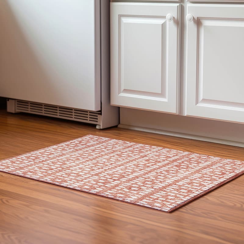 Premium Washable Super Soft Modern Imprints Mayfield Rug - Salmon - 1'8" x 2'6"