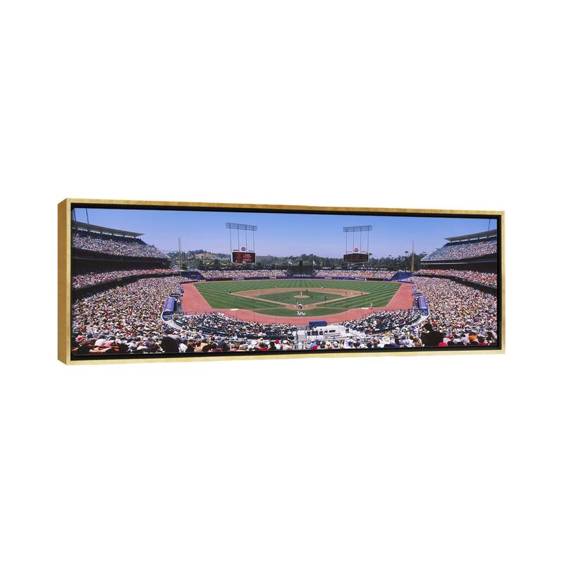 iCanvas "Dodgers vs. Angels, Dodger Stadium, Los Angeles, California, USA" by Panoramic Images Framed Canvas Print - 16x48 - Gold