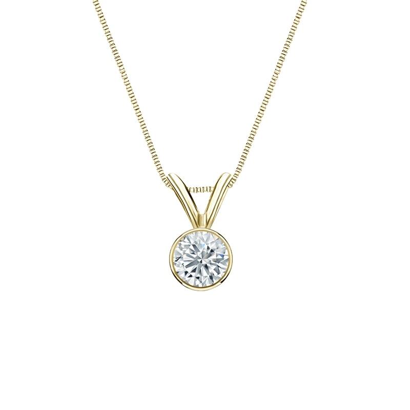 Auriya 18-karat Gold 0.25ctw Round Solitaire Lab Grown Diamond Necklace Bezel (H-I VS) - 0.25 - Yellow
