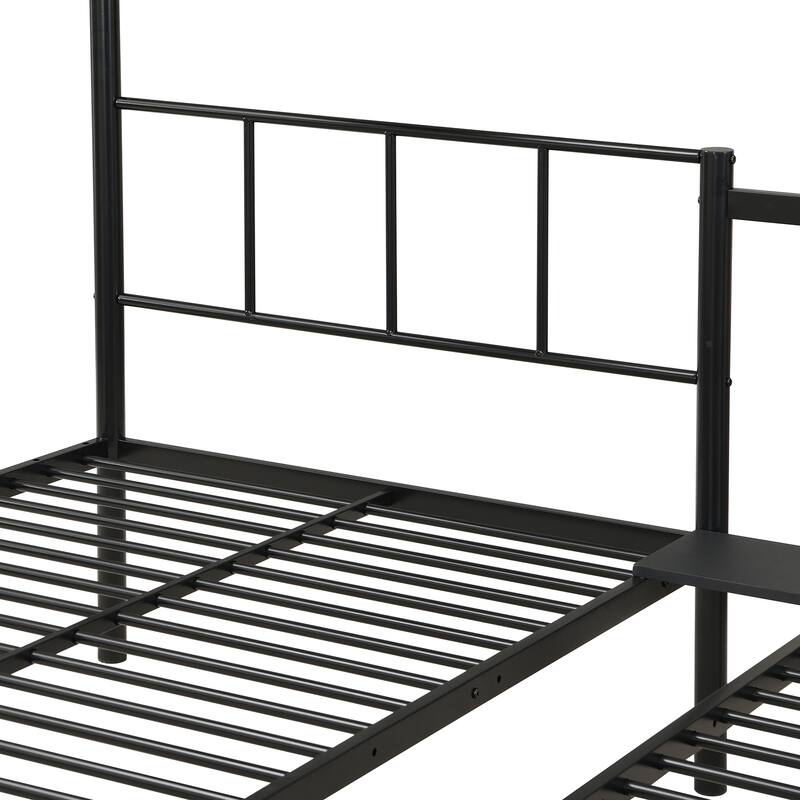 Twin Over Twin Over Twin Bunk Bed ,Triple Bunk Bed With a vertical ladder, Metal Frame Bunk Bed with Safety Rail