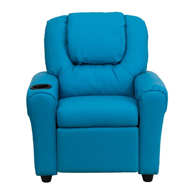 Contemporary Kids Recliner with Cup Holder and Headrest - 24"W x 21.5" - 36.5"D x 27"H