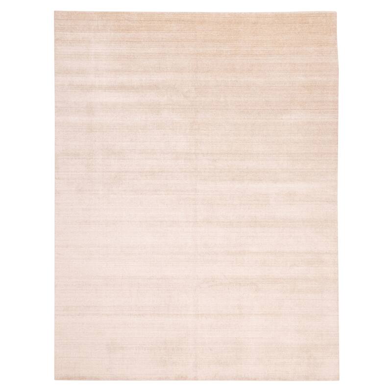 ECARPETGALLERY Hand Loomed Ananda Ivory Viscose, Wool Rug - 8'0 x 10'0