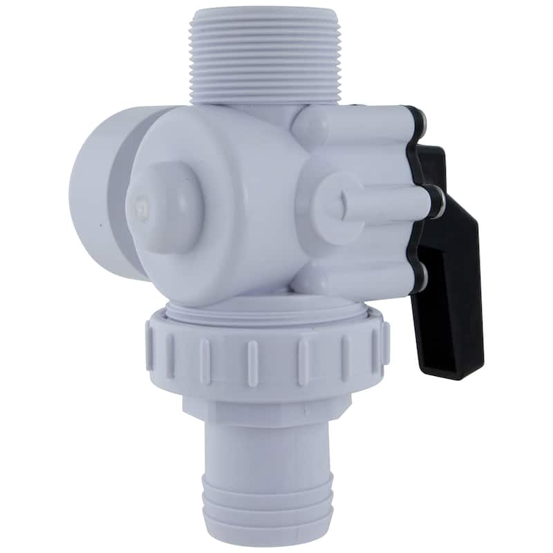 6.25-Inch White HydroTools Swimming Pool and Spa Standard Right Outlet 3-Way Ball Valve - 6.25"