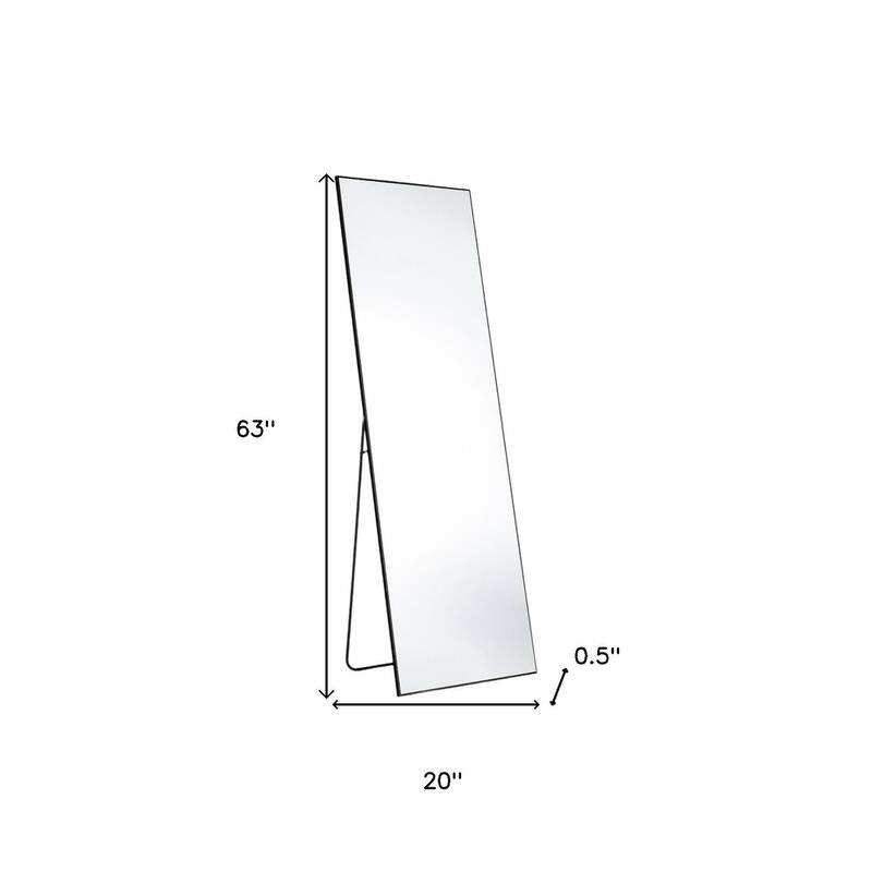 HomeRoots 63" Black Metal Freestanding and Wall Mount Framed Full Length Mirror - 20.00 in. x 63.00 in. x 0.50 in.