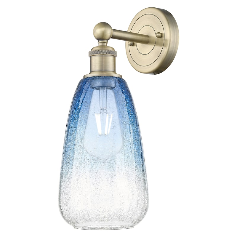 Innovations Lighting 616-1W-16-6 Brookhaven Almond Sconce Brookhaven - Antique Brass / Sapphire Blue