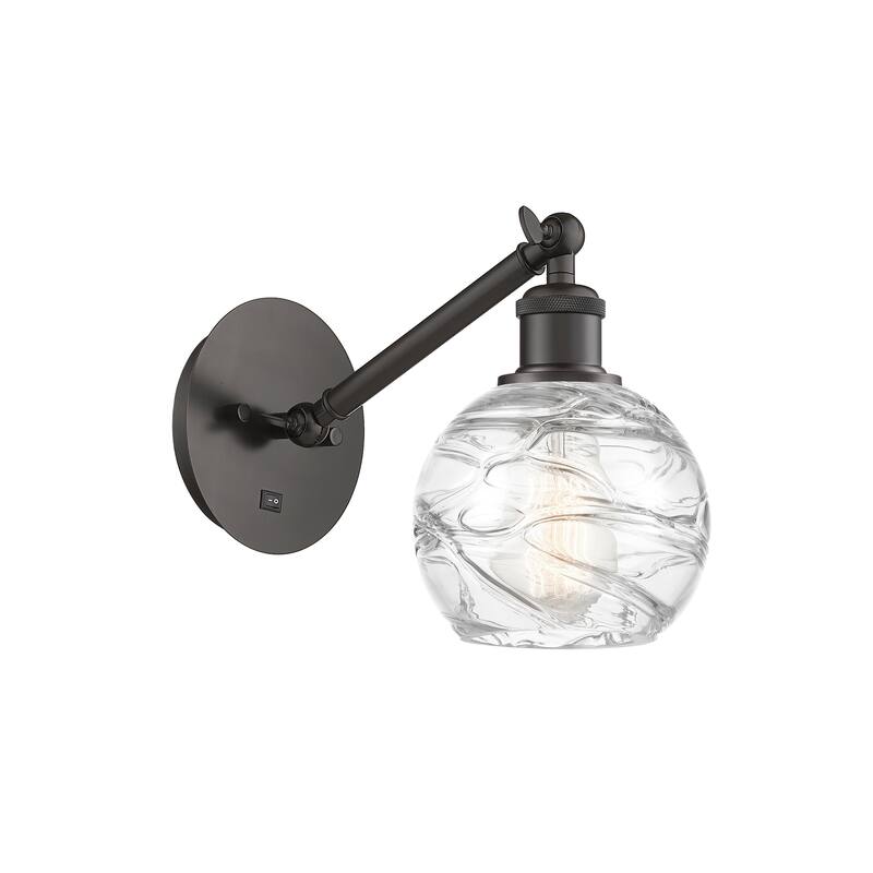 Innovations Lighting Ballston Athens Deco Swirl - 1 Light 6" Sconce - Arm Adjusts Up and Down - Oil Rubbed Bronze/Clear Deco Swirl