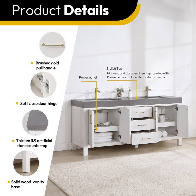Miseno MV-NM-703872 León 72" Free Standing Double Basin Vanity Set