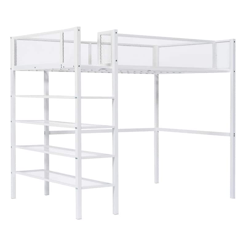 Twin Loft Bed with Four Shelves