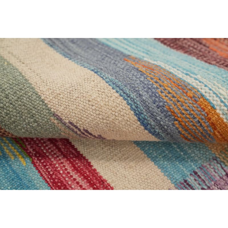 Hand Woven Oriental 100% Wool Carpet Southwestern Modern Multi-Colored Kilim Area Rug - 6' 0'' X 4' 3''