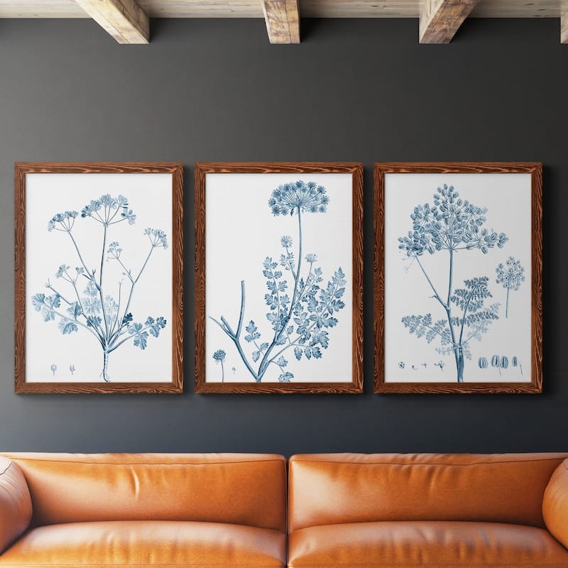 Antique Botanical in Blue IV-Premium Framed Canvas - Ready to Hang - Multi-Color