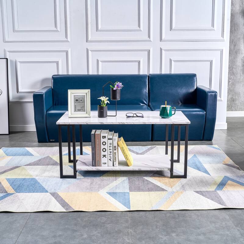 Marbled MDF Coffee Table - Black