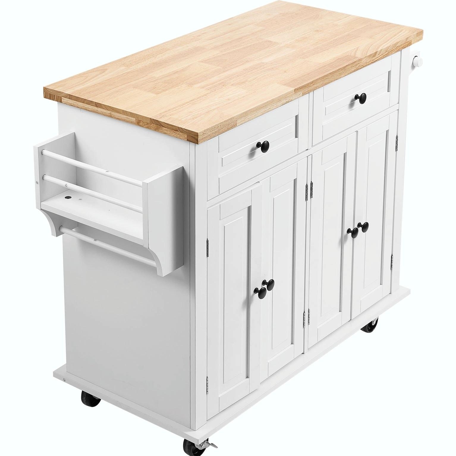 35.4" Kitchen Island Cart with Solid Wood Top - Mobile