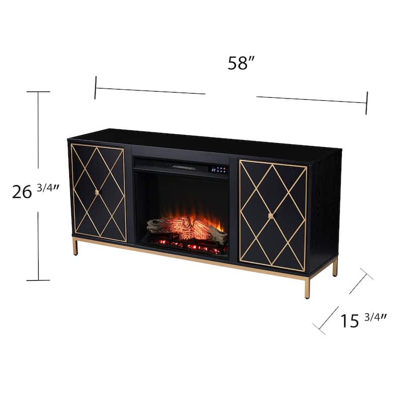 SEI Furniture Marsden Contemporary Black Wooden Touch Screen Electric Fireplace