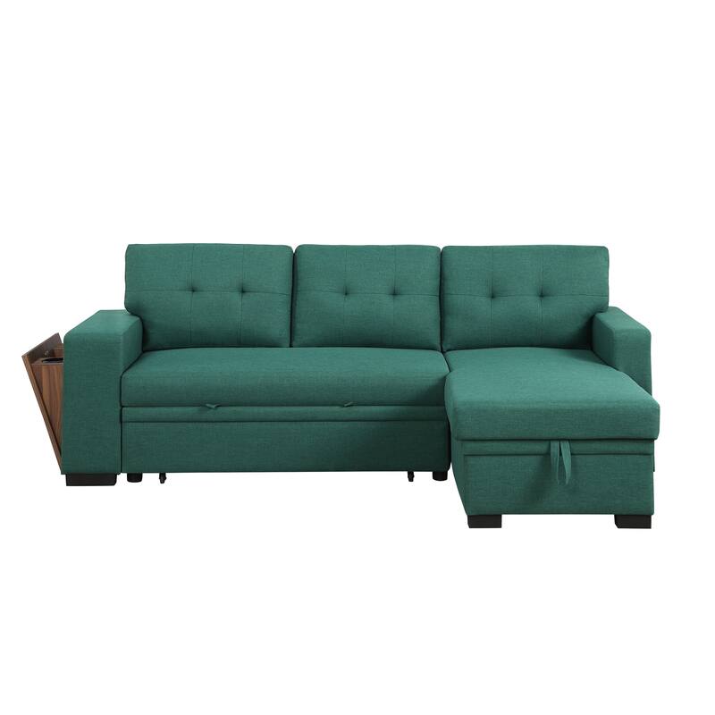 3 - Piece Green Linen Upholstered Sectional Sofa
