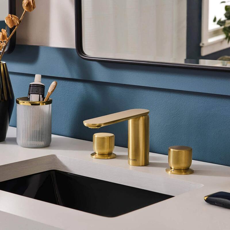 Ruvati Fabio Two Handle Twist Short Bathroom Faucet in Brushed Gold - RVF5235SG - 7'6" x 9'6"