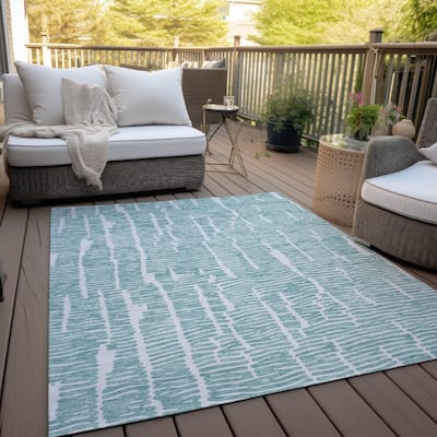 Machine Washable Indoor/ Outdoor Chantille Modern Abstract Rug