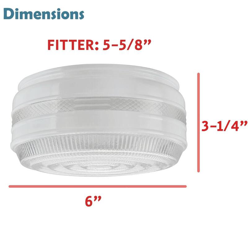 Replacement Clear&White Drum Ceiling Fixture Glass Shade