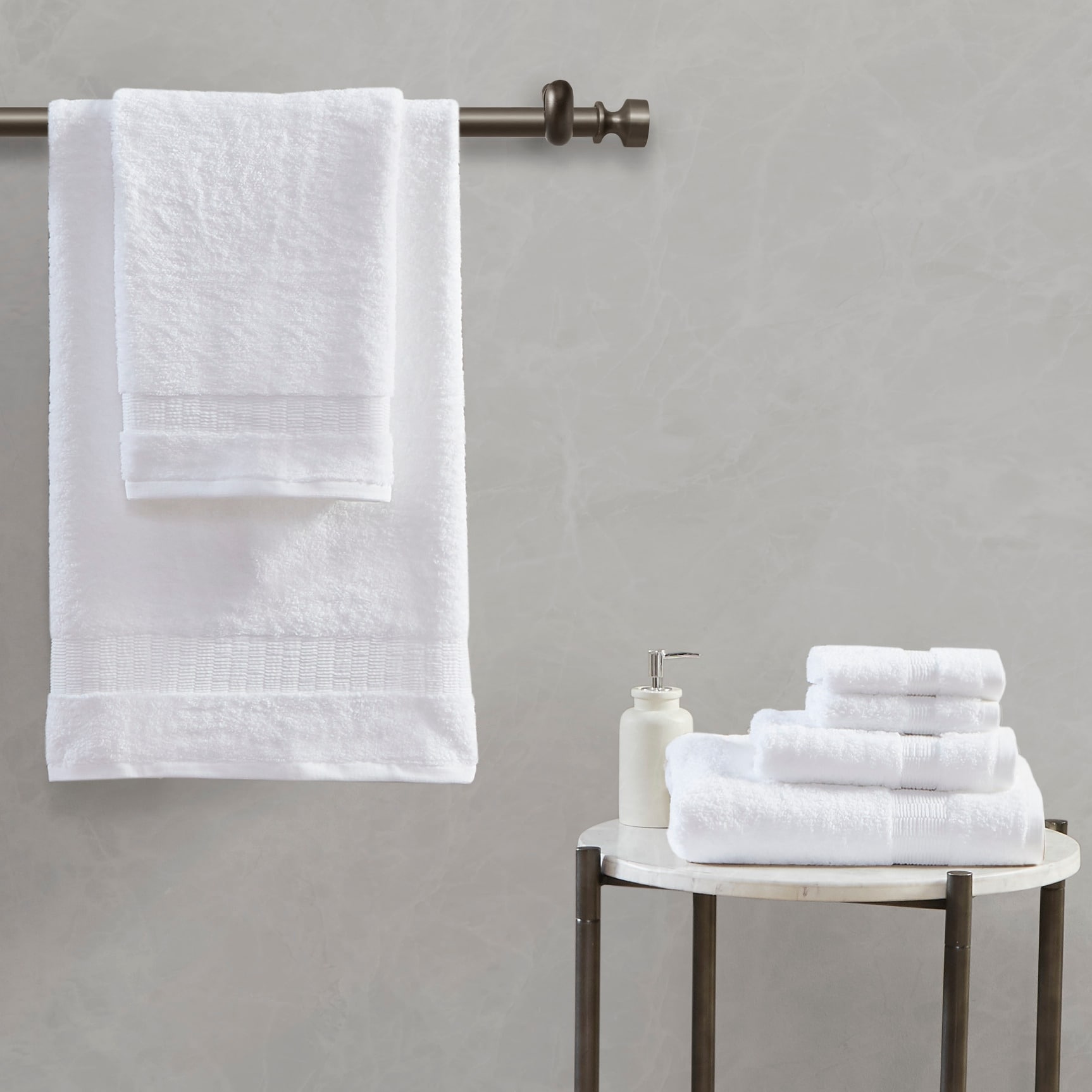 Gloria Romantic Egyptian Cotton Bathroom Towels - 100 White - 55x100cm