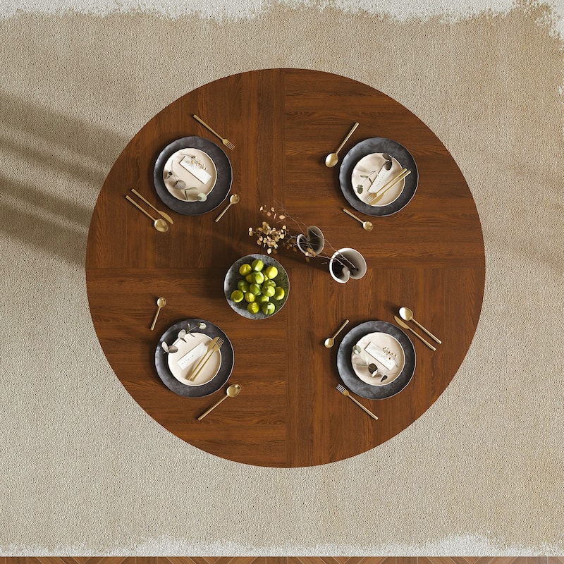 Round Dining Table for 4 - 47 Inch Farmhouse Kitchen Table,MDF Circle Table with Wood Grain Finish,Easy Assembly for Dining Room