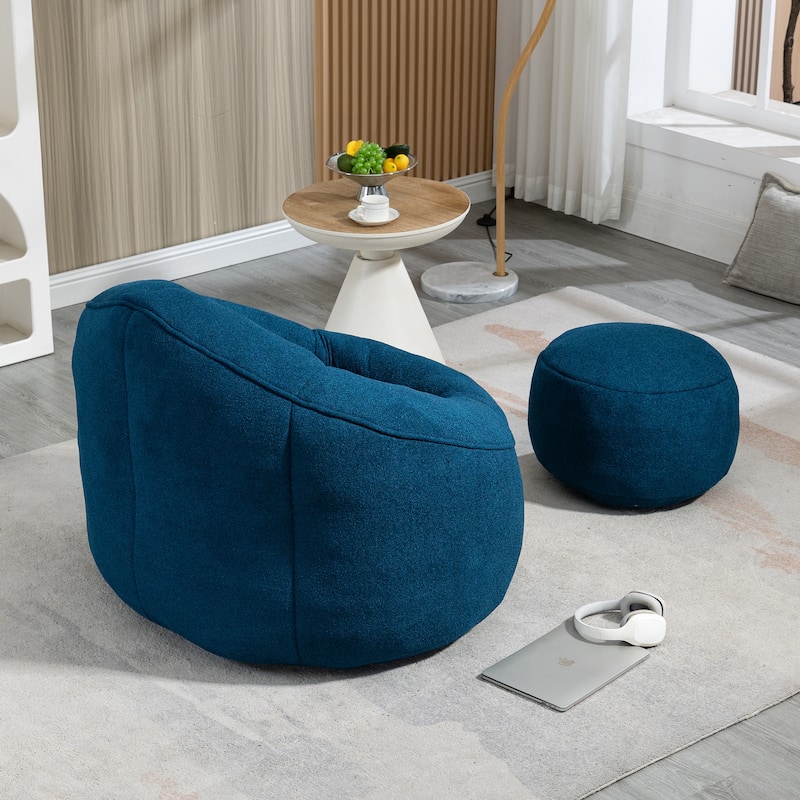 Roomfitters Bedding Bean Bag Sofa Chair - High Pressure Foam Bean Bag Chair for Adults with Padded Foam Padding and Footrest