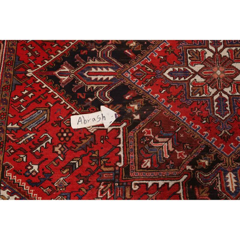 Hand Knotted Oriental 100% Wool Carpet Traditional Medallion Red Heriz Area Rug - 11' 0'' X 7' 6''