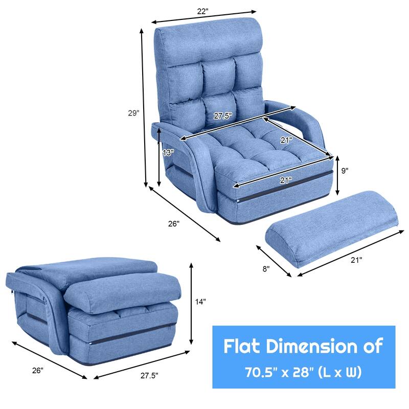 Folding Floor Massage Chair with Adjustable Backrest and Armrests