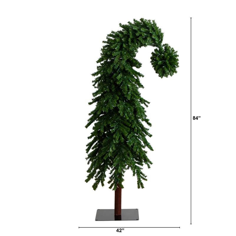 Pre-Lit Santa's Hat Artificial Pine Christmas Tree - 7’ - Warm White LED Lights - 7 Foot