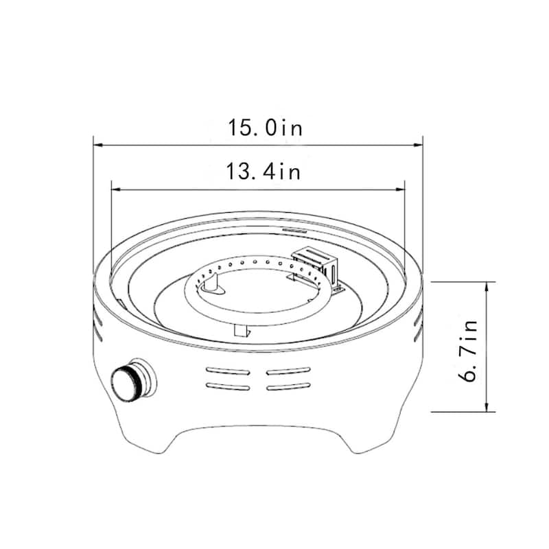 15" Round Steel Tabletop Propane Gas Fire Pit with 40000 BTU