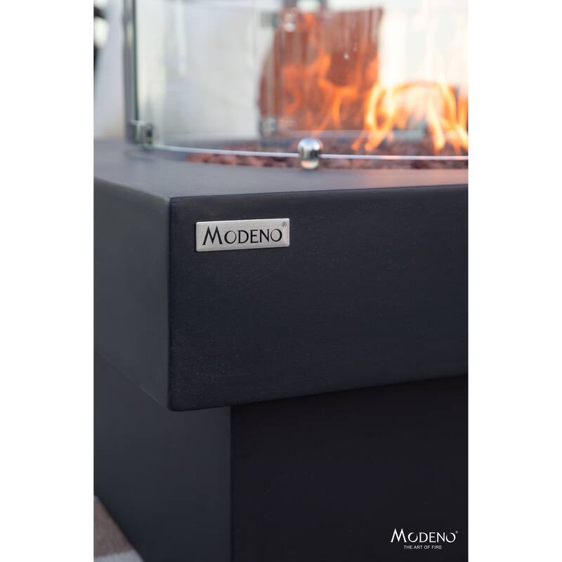 Modeno Branford 50,000 BTU Black Concrete Natural Gas Fire Table with Lava Rocks & Cover - 34.3 X 34.3 X 16.9