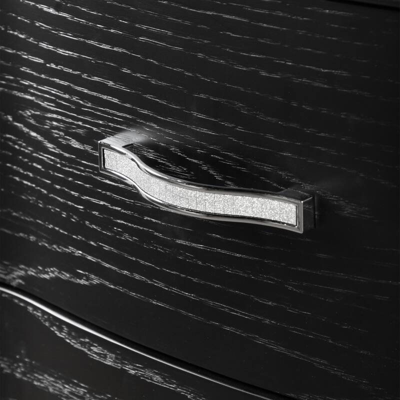 Furniture of America Seabliss Glam 3-Piece Black Solid Wood Chest and 2-Nightstand Bedroom Set