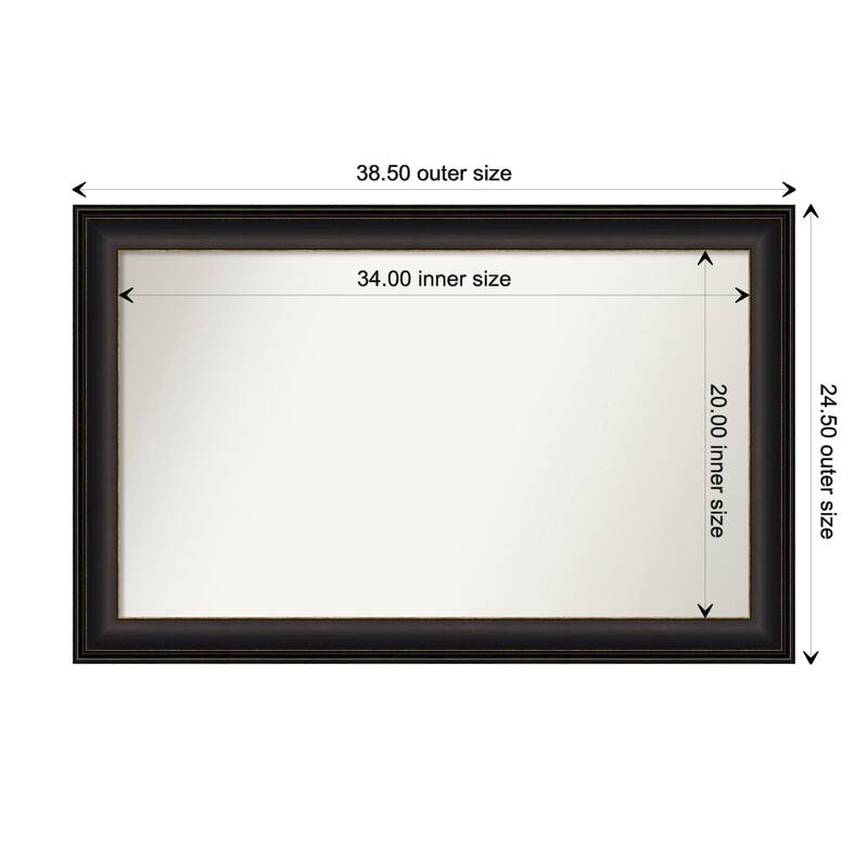 Trio Oil Rubbed Bronze Framed Non-Beveled Custom Wall Mirror, Bathroom Vanity Mirror - Outer Size: 38.5 x 24.5