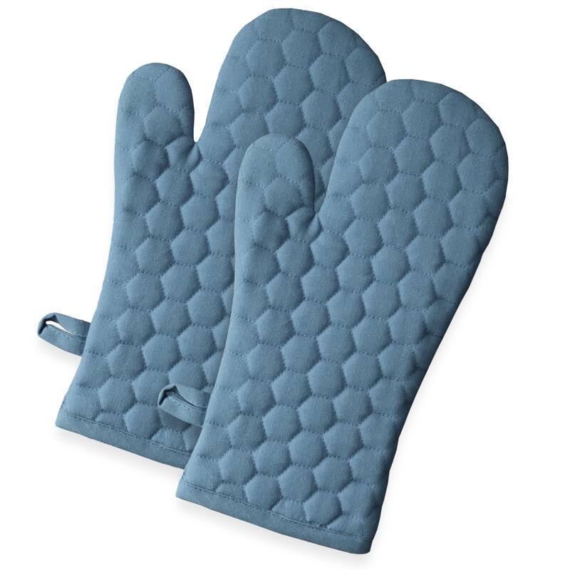 Fabstyles Fouta Cotton Oven Mitt & Pot Holder Set of 4 - 7x12 , 8x8