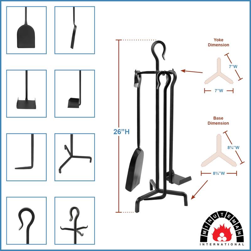 Achla Designs Berlin Set of 4 Mini Fireplace Tools, 26 Inch Tall, Black