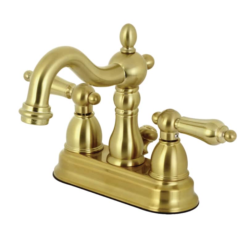Kingston Brass Heritage Two-Handle 3-Hole Deck Mount 4 in. Centerset Bathroom Faucet