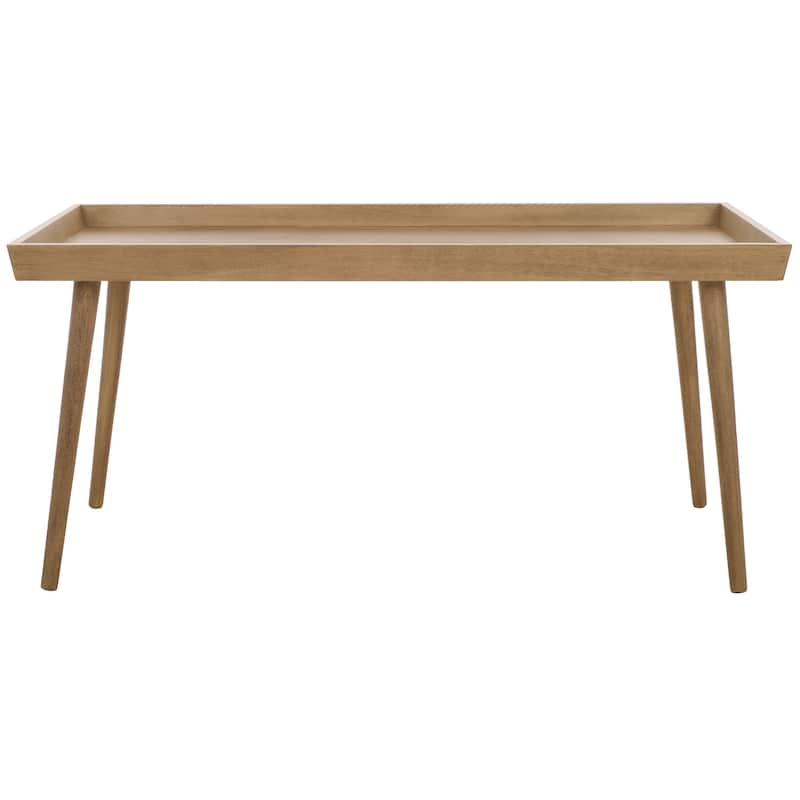 SAFAVIEH Parlee Antique White Coffee Table with Tray - 41.8" x 21.8" x 19" - 42"W x 22"D x 19"H - Light Brown