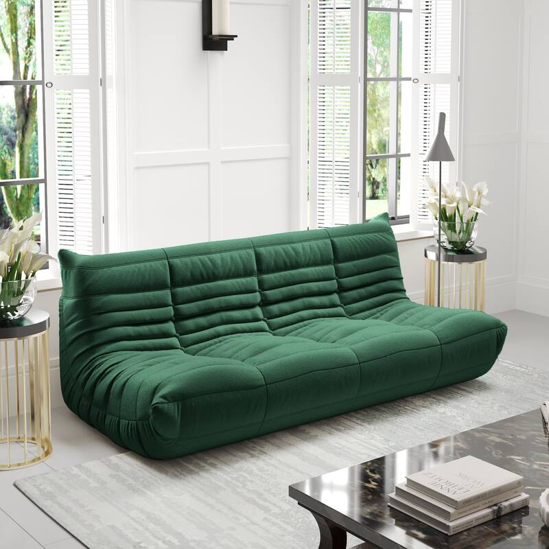 69 Inch Armless Teddy Fabric Soft Sofa Modern Couch - Green