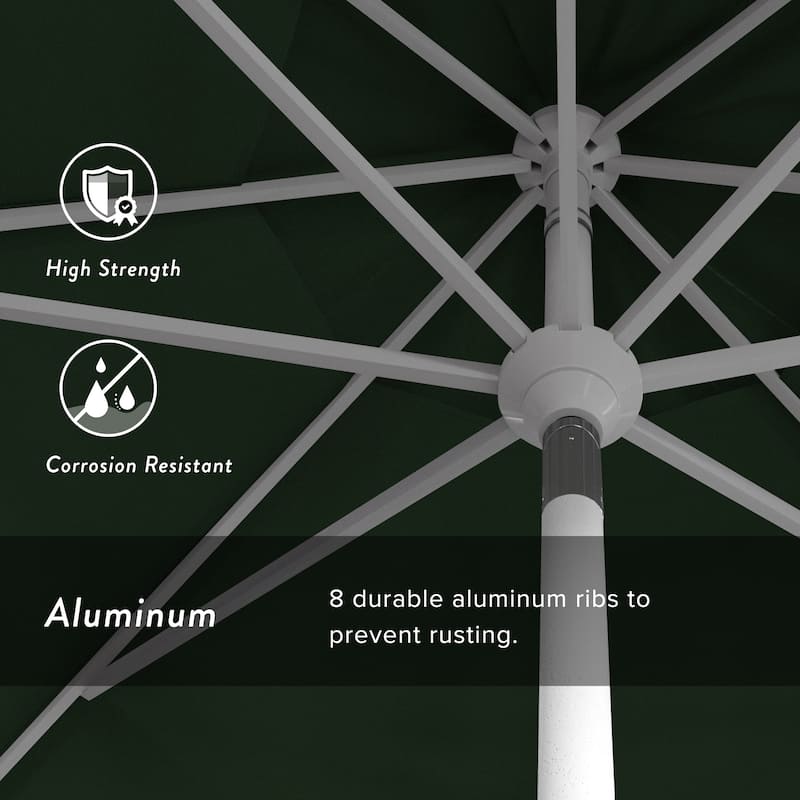 California Umbrella 11' Golden State Series Patio Umbrella White Aluminum Frame Crank Lift Collar Tilt Pacifica Pacific Blue